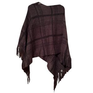 Plaid Fringe Poncho